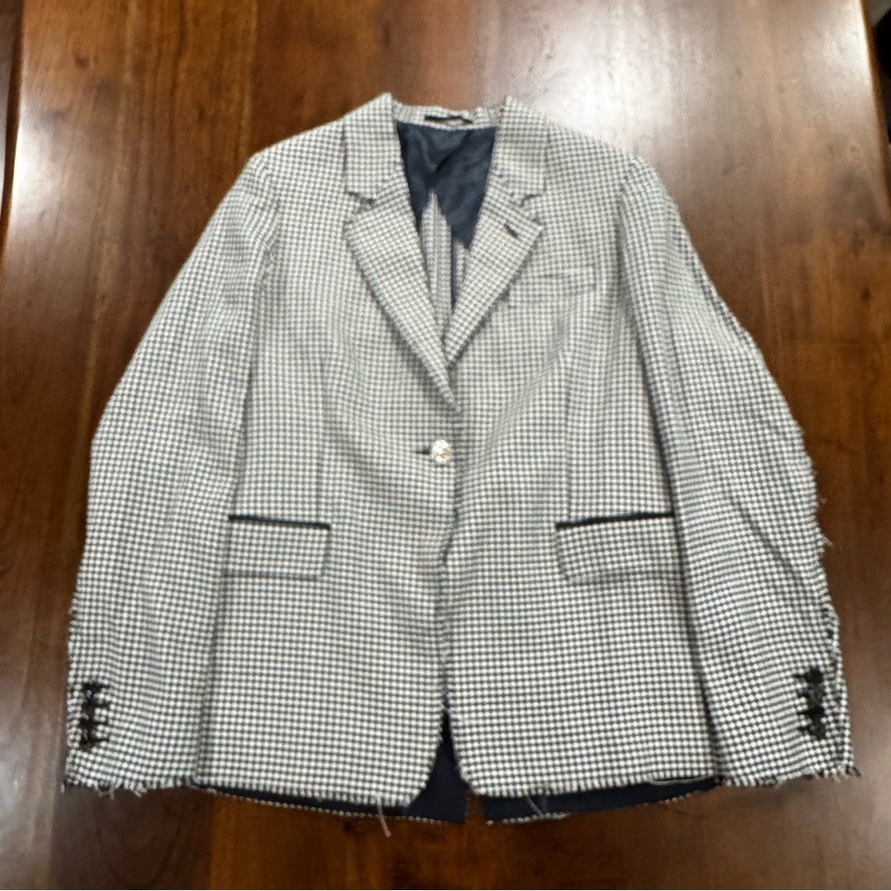 Golden Goose Women's Golden Jacket Blazer Size Large Raw Hem Houndstooth - Picture 3 of 11